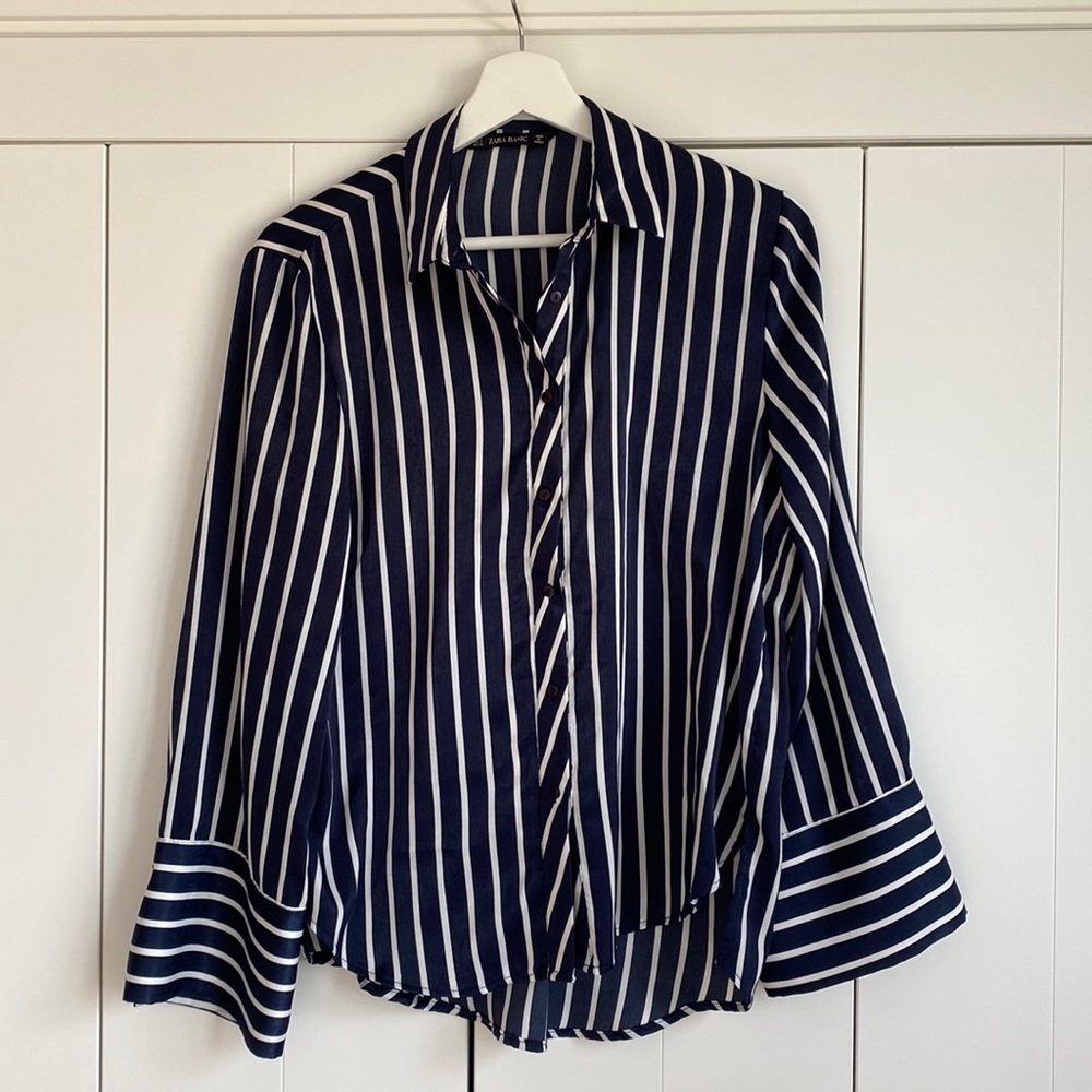 Zara oversized striped shirt
